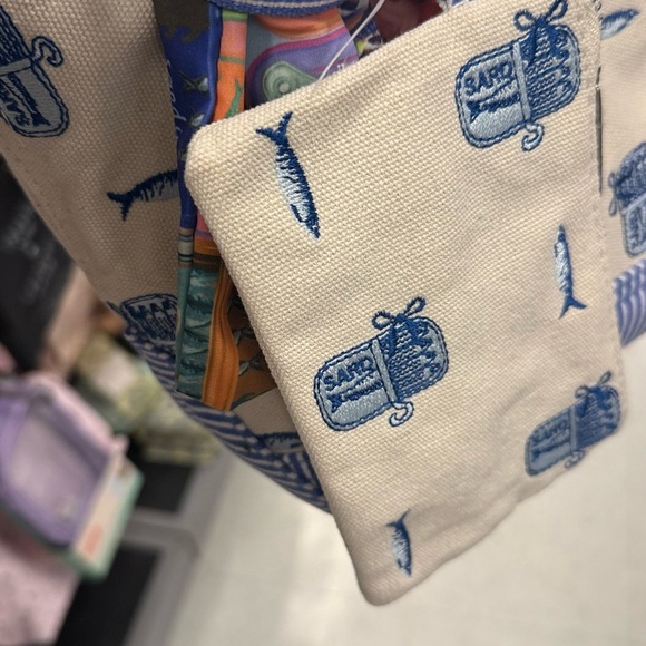 MICHAEL KORS Blue & Cream Nautical Canvas Tote with Embroidery - Picture 5 of 6